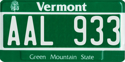 VT license plate AAL933