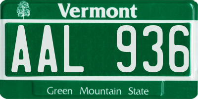 VT license plate AAL936