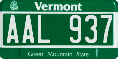 VT license plate AAL937