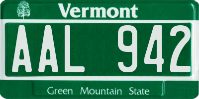 VT license plate AAL942