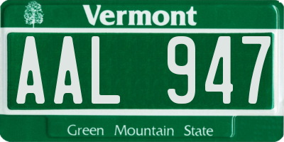 VT license plate AAL947