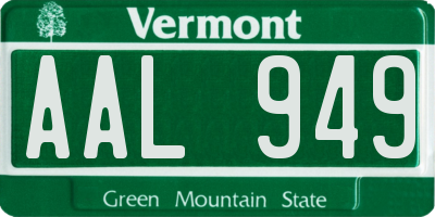 VT license plate AAL949