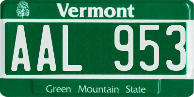 VT license plate AAL953