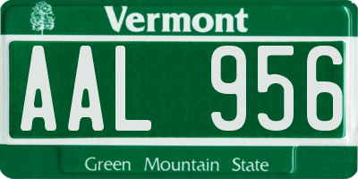 VT license plate AAL956