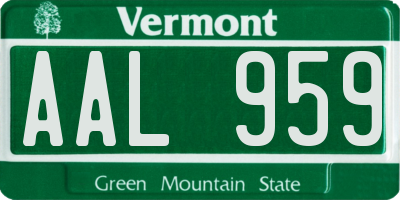 VT license plate AAL959