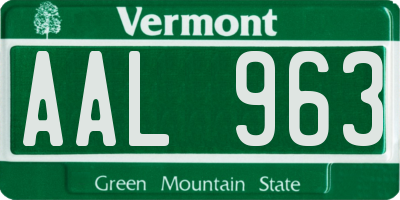 VT license plate AAL963