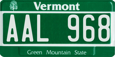 VT license plate AAL968