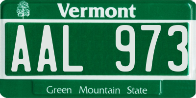 VT license plate AAL973