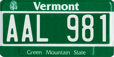 VT license plate AAL981