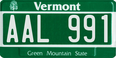 VT license plate AAL991