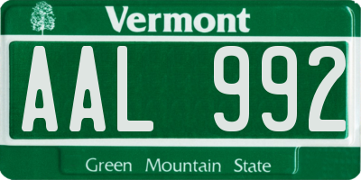 VT license plate AAL992