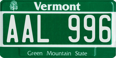 VT license plate AAL996