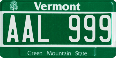 VT license plate AAL999