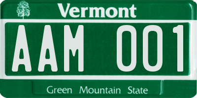 VT license plate AAM001