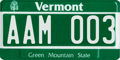 VT license plate AAM003