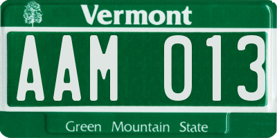 VT license plate AAM013