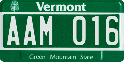 VT license plate AAM016