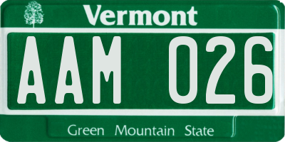 VT license plate AAM026