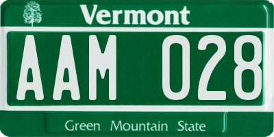 VT license plate AAM028