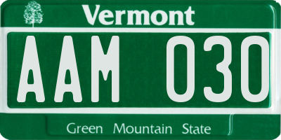 VT license plate AAM030