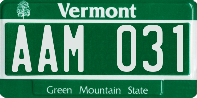 VT license plate AAM031