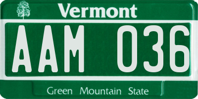 VT license plate AAM036