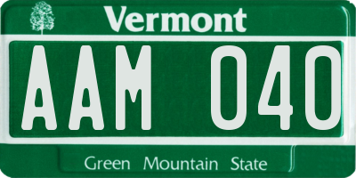 VT license plate AAM040