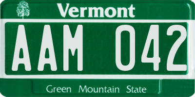 VT license plate AAM042