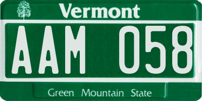 VT license plate AAM058