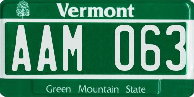 VT license plate AAM063