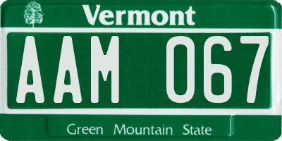 VT license plate AAM067