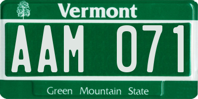 VT license plate AAM071