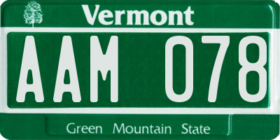 VT license plate AAM078