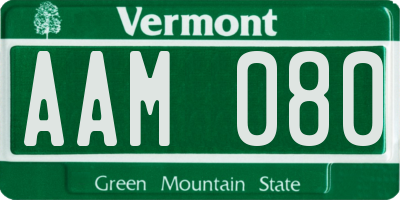 VT license plate AAM080