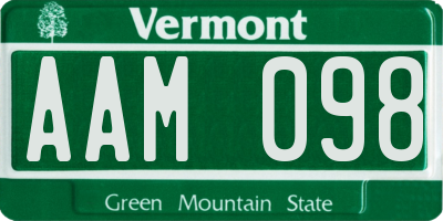 VT license plate AAM098