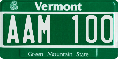VT license plate AAM100