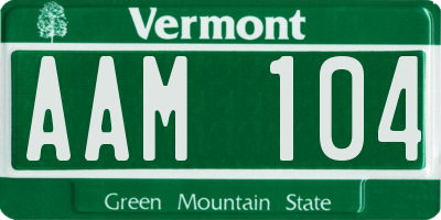 VT license plate AAM104