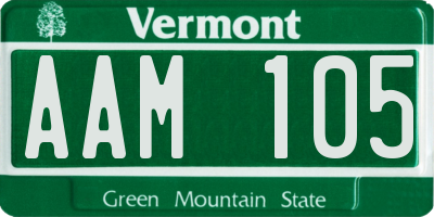 VT license plate AAM105