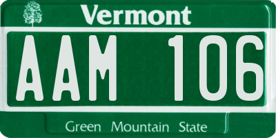 VT license plate AAM106