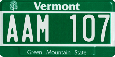 VT license plate AAM107