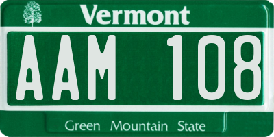 VT license plate AAM108