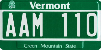 VT license plate AAM110