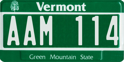VT license plate AAM114
