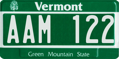 VT license plate AAM122