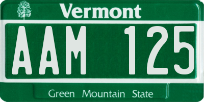 VT license plate AAM125