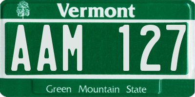 VT license plate AAM127