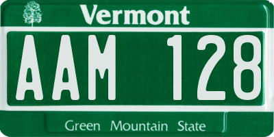 VT license plate AAM128