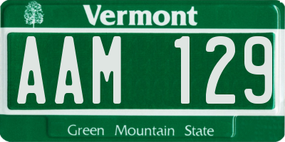 VT license plate AAM129