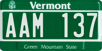 VT license plate AAM137