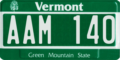 VT license plate AAM140